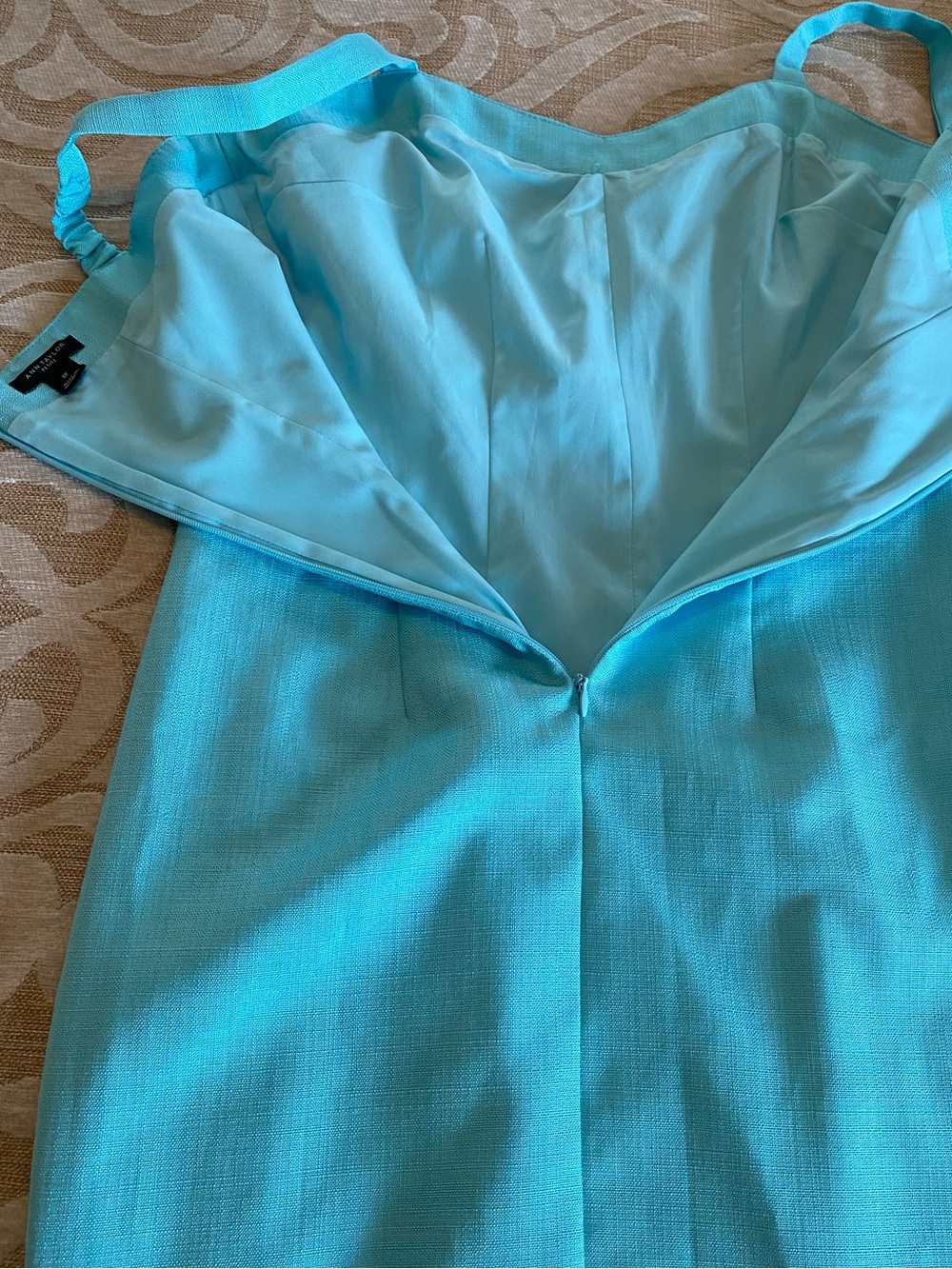 Ann Taylor Petite 0P Aqua Blue Sheath Dress | Lined Career Cocktail Midi - Picture 16 of 16